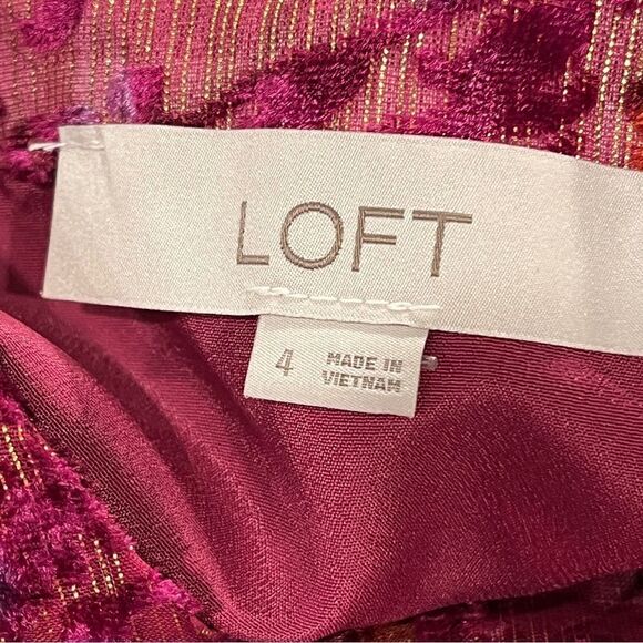 Loft burned velvet fake wrap long sleeve mini dress size 4 - Picture 10 of 13